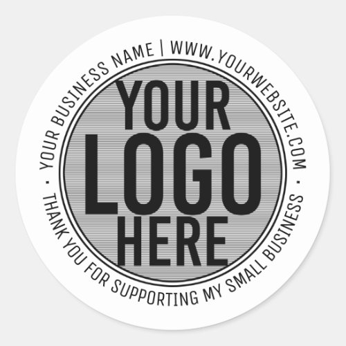 Minimalist Modern White Logo Custom Business Classic Round Sticker