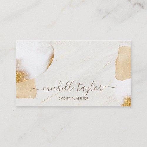 Minimalist modern white marble  gold signature bus business card