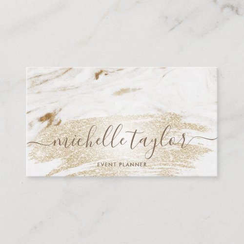 Minimalist modern white marble  gold signature business card