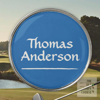 Minimalist Modern White on Blue Golf Ball Marker