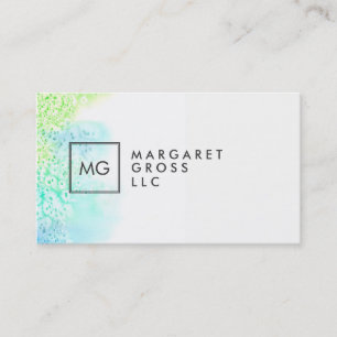 Minimalist Modern White & Pastel Watercolors Ombre Business Card