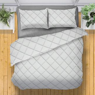 Minimalist Modern White Quilted Geometric Pattern Duvet Cover