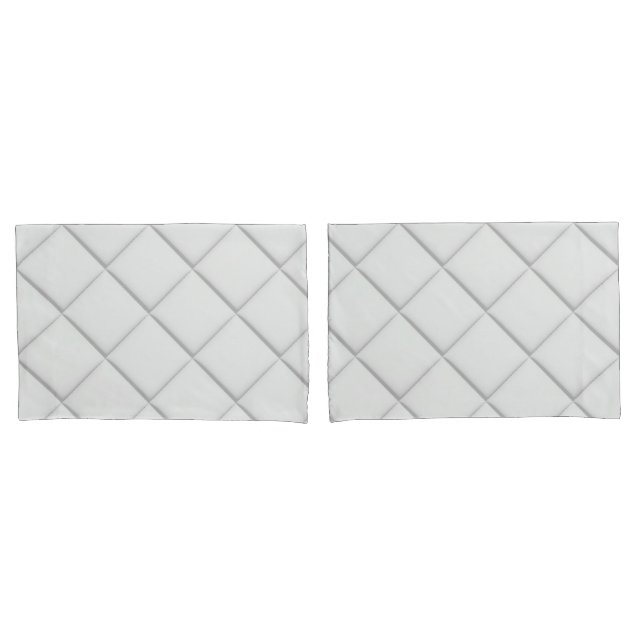 Minimalist Modern White Quilted Geometric Pattern Pillow Case (Front-Set)