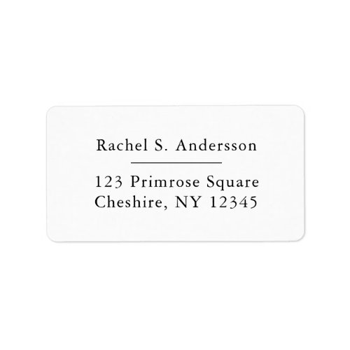 Minimalist Modern White Return Address Label