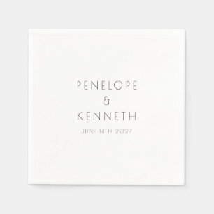 Minimalist Modern White Simple Wedding Custom Napkins