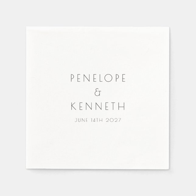 Minimalist Modern White Simple Wedding Custom Napkins (Front)