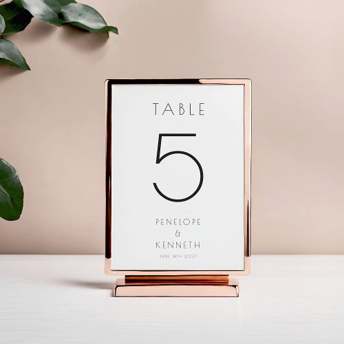 Minimalist Modern White Simple Wedding Custom Table Number