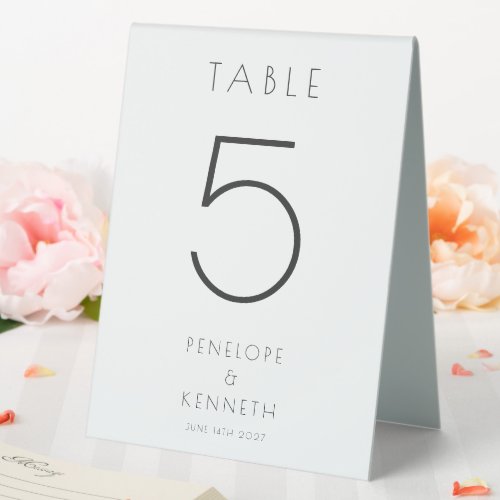 Minimalist Modern White Simple Wedding Custom Table Tent Sign
