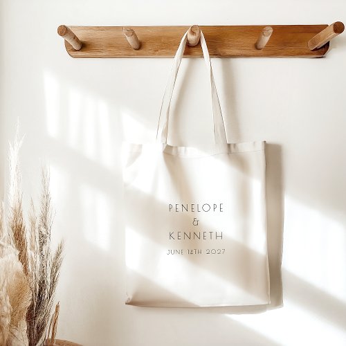 Minimalist Modern White Simple Wedding Custom Tote Bag