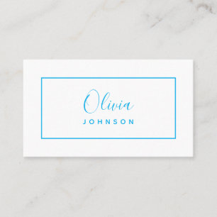 Minimalist Modern White Sky Blue Business Card