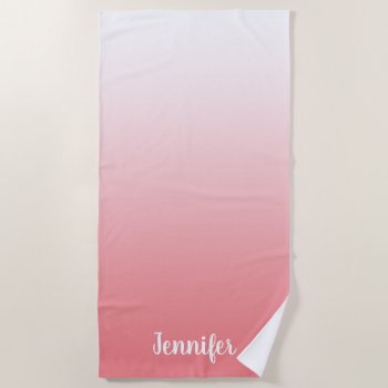 Minimalist Modern White To Coral Ombre Beach Towel by cliffviewgraphics at Zazzle