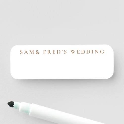 Minimalist Modern White Wedding Blank Name Tag