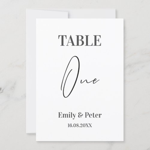 Minimalist Modern White WEDDING  One Table Number