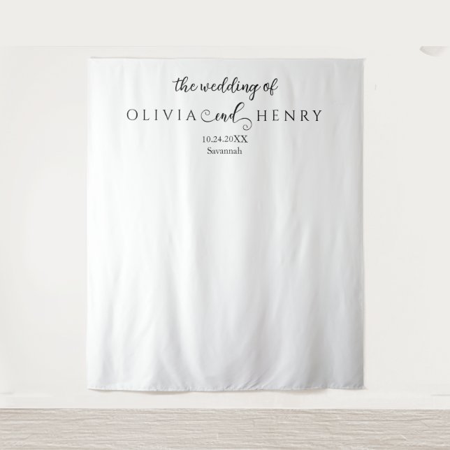 Minimalist Modern   White Wedding Photo Backdrop (Front)