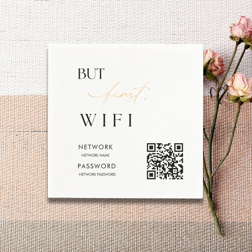 Minimalist Modern WiFi Password Wedding Sign Napkins