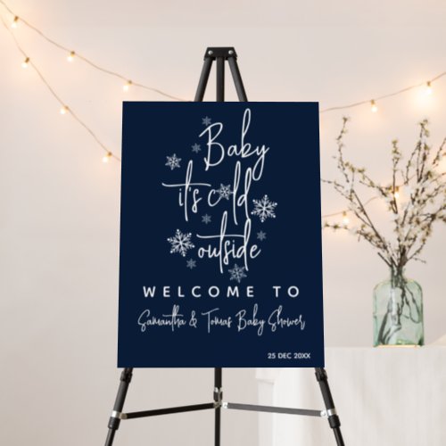 Minimalist modern winter Baby Boy Shower welcome Foam Board