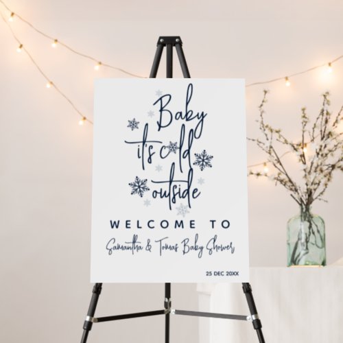 Minimalist modern winter Baby Boy Shower welcome Foam Board