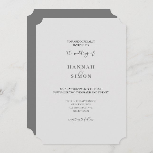 Minimalist Modern Winter Wedding Invitation (Front/Back)