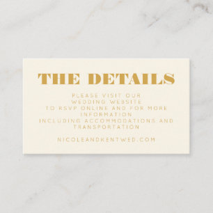 Minimalist Modern Yellow Chic Wedding Website Enclosure Card