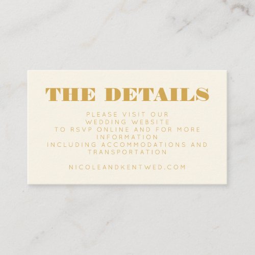 Minimalist Modern Yellow Chic Wedding Website Enclosure Card