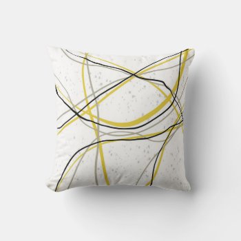 Minimalist Modern Yellow Gray And Black Line Art  Throw Pillow by annpowellart at Zazzle