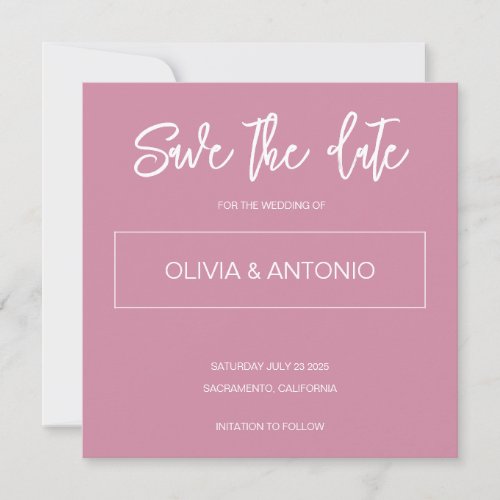 Minimalist Modren Script Dusty Rose Save The Date