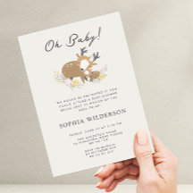 Minimalist Mom and Baby deer Baby Shower