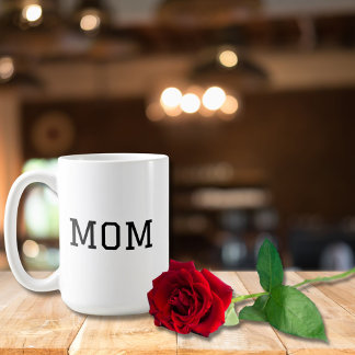 Minimalist "MOM" Black Typography Plain White Coffee Mug