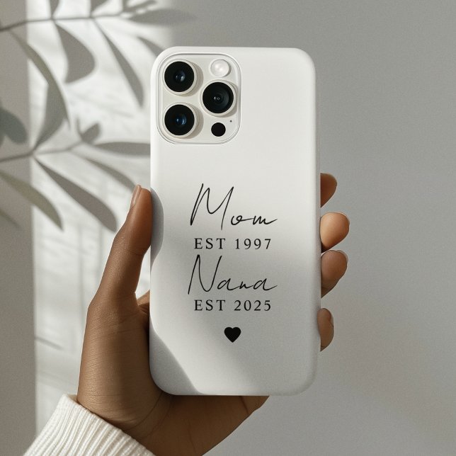 Minimalist Mom Nana EST Year Personalized Case-Mate iPhone Case (Creator Uploaded)