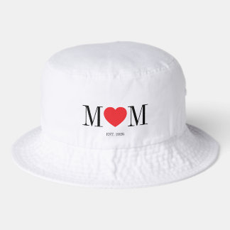 Minimalist Mom with Red Heart Bucket Hat