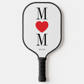 Minimalist Mom with Red Heart Pickleball Paddle