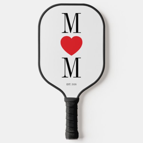 Minimalist Mom with Red Heart Pickleball Paddle
