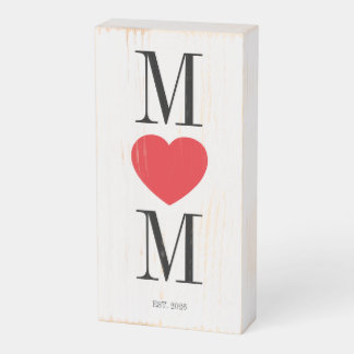 Minimalist Mom with Red Heart Wooden Box Sign