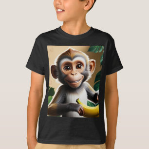 "Minimalist Monkey Silhouette Block Color T-Shirt" T-Shirt