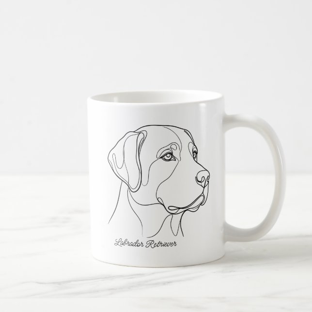 Minimalist Monochrome Labrador Retriever Line Art Coffee Mug (Right)