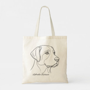 Minimalist Monochrome Labrador Retriever Line Art Tote Bag