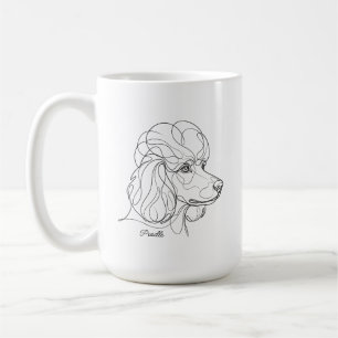 Minimalist Monochrome Poodle Line Art Coffee Mug