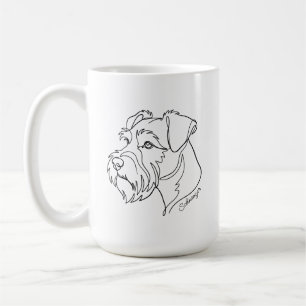 Minimalist Monochrome Schnauzer Line Art Coffee Mug