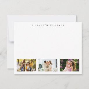 Minimalist Monogram 3 Photo Collage Note Card