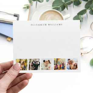 Minimalist Monogram 5 Photo Collage Note Card