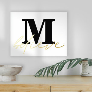 Minimalist Monogram Believe Script Foil Prints