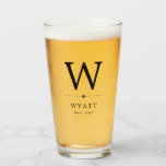 Minimalist Monogram Best Man Glass<br><div class="desc">Monogrammed beer glass for your best man with his initial atop his name in a simple,  minimalist design.</div>