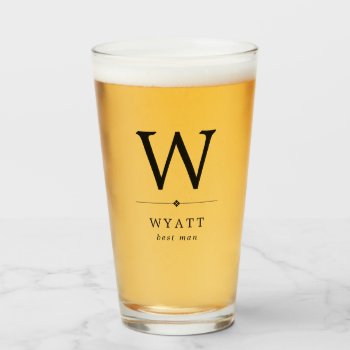 Minimalist Monogram Best Man Glass by Paperpaperpaper at Zazzle