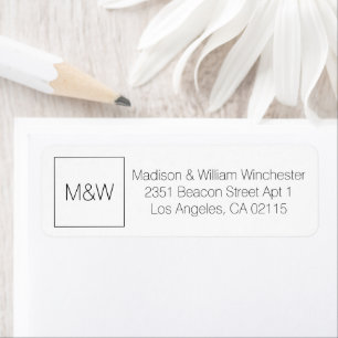 Minimalist monogram black and white square simple label