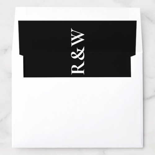 Minimalist Monogram Black and White Wedding     En Envelope Liner