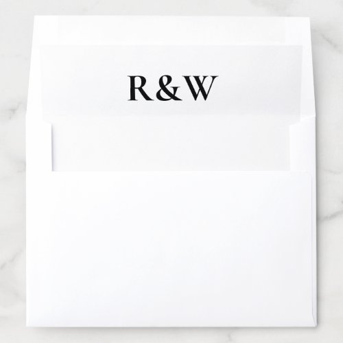 Minimalist Monogram Black and White Wedding    Envelope Liner