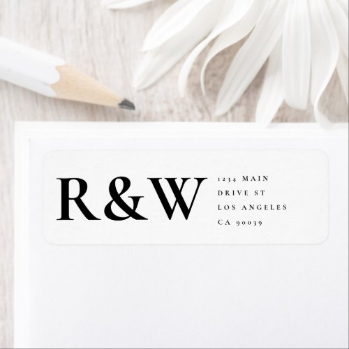 Minimalist Monogram Black and White Wedding   Label