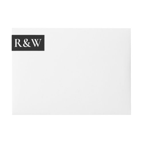 Minimalist Monogram Black and White Wedding   Wrap Around Label