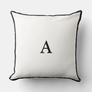 Minimalist Monogram Black Border Throw Pillow