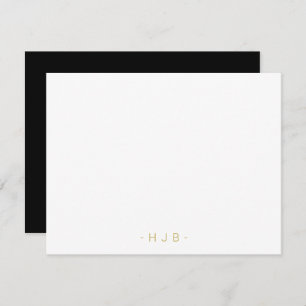 Minimalist Monogram Black White Flat Note Card
